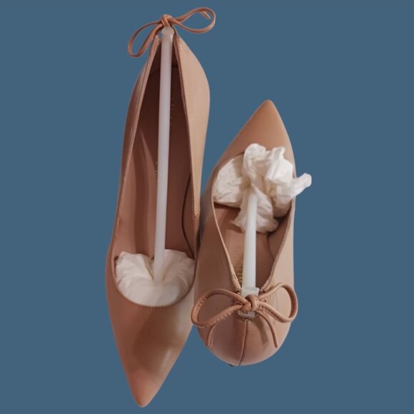 Stuart Weitzman Peekamids Bambina Nappa Leather Pointed Toe Heels M6.5 Nude - Picture 5 of 10